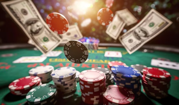 Mobile app interface showing live-dealer table selection and account menu